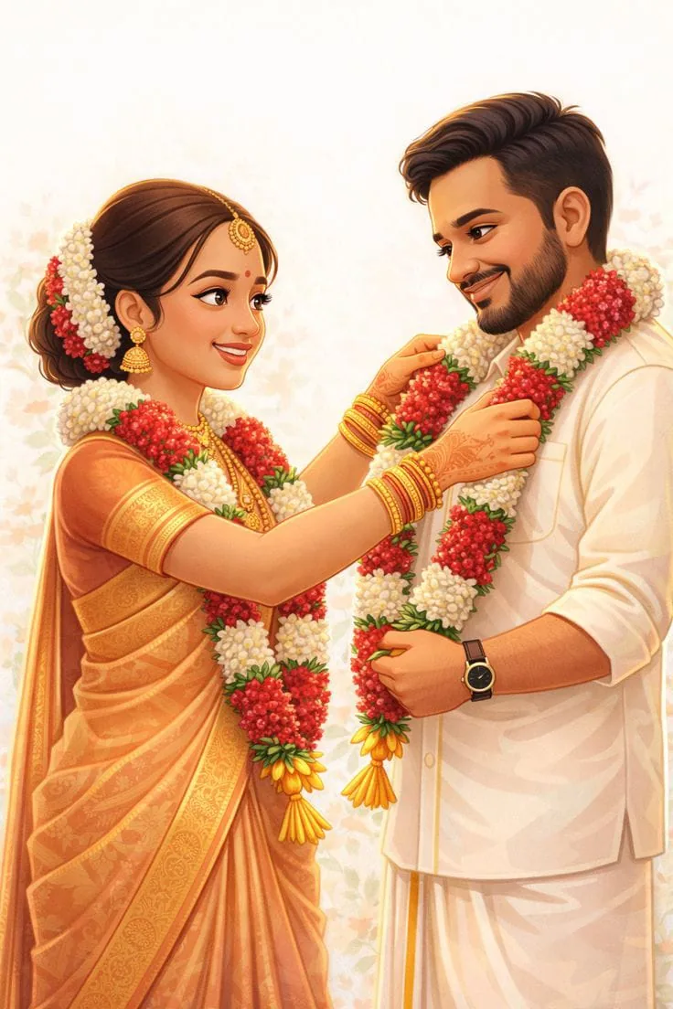 Couple garland illustration