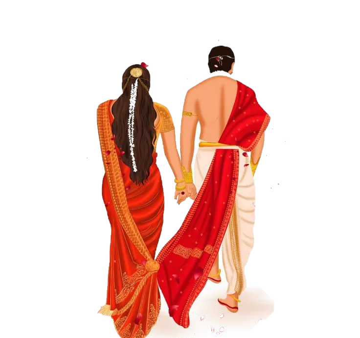 Traditional wedding couple illustration